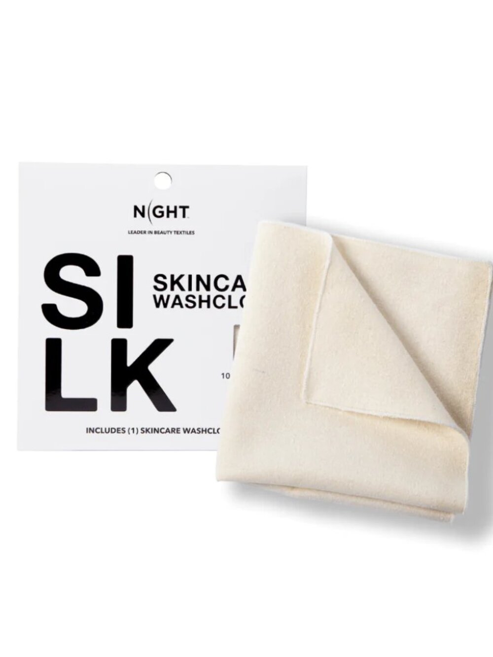 New Night 100% Raw Silk Skincare Washcloth- 1PK